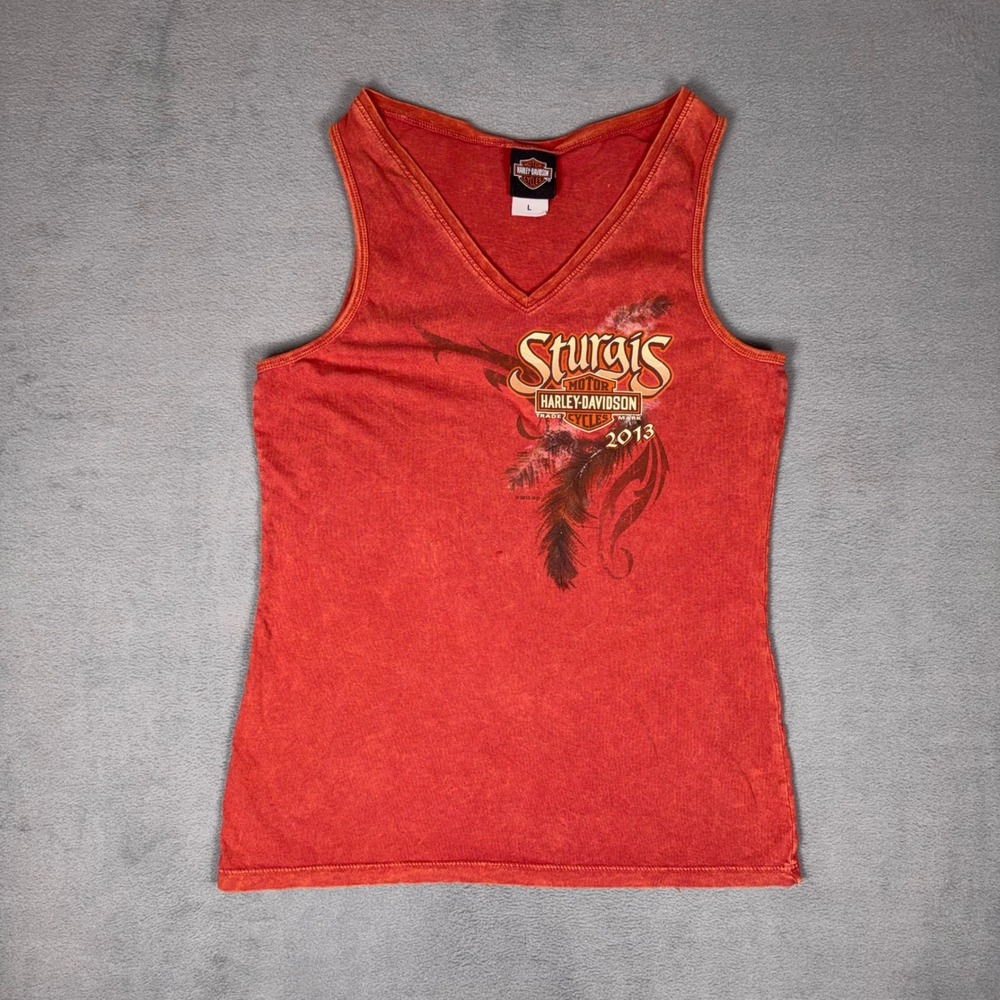 Harley Davidson Womens Tank Top L Sturgis 2013 Black Hills‎ Rapid City SD V Neck